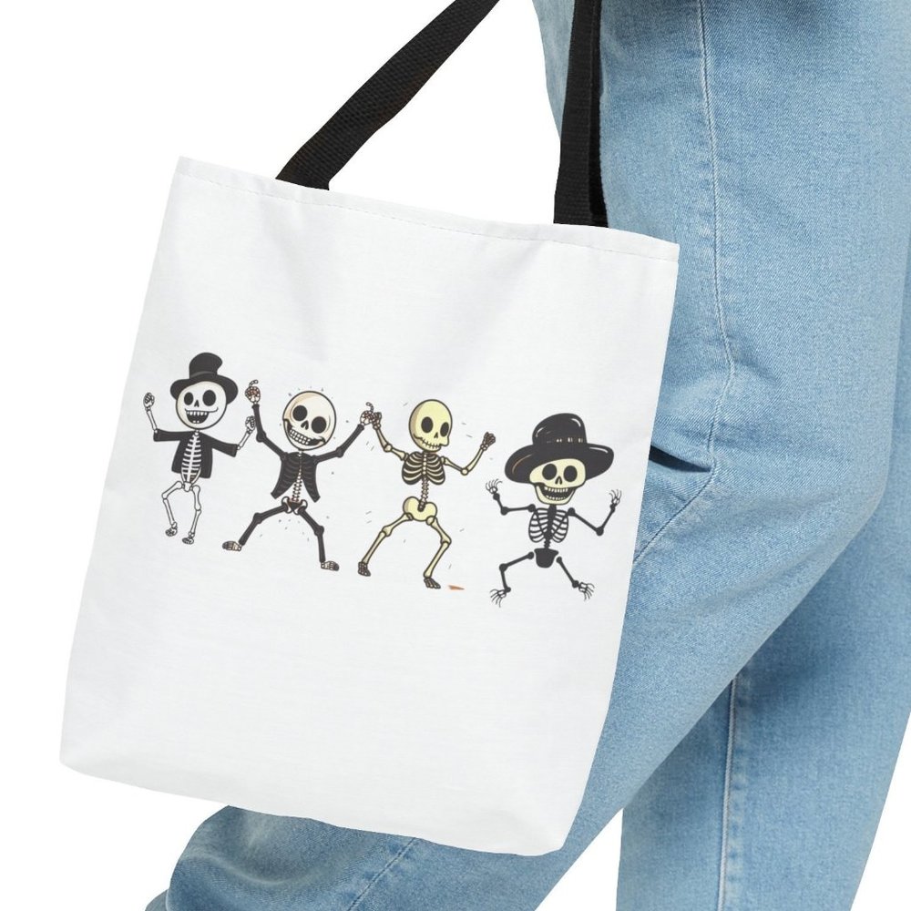Dancing Skeleton | Halloween Trick or Treat Bag | Halloween Fall Tote Bag